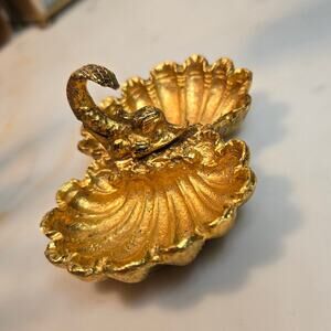 Vintage Golden Double Shell with Fish